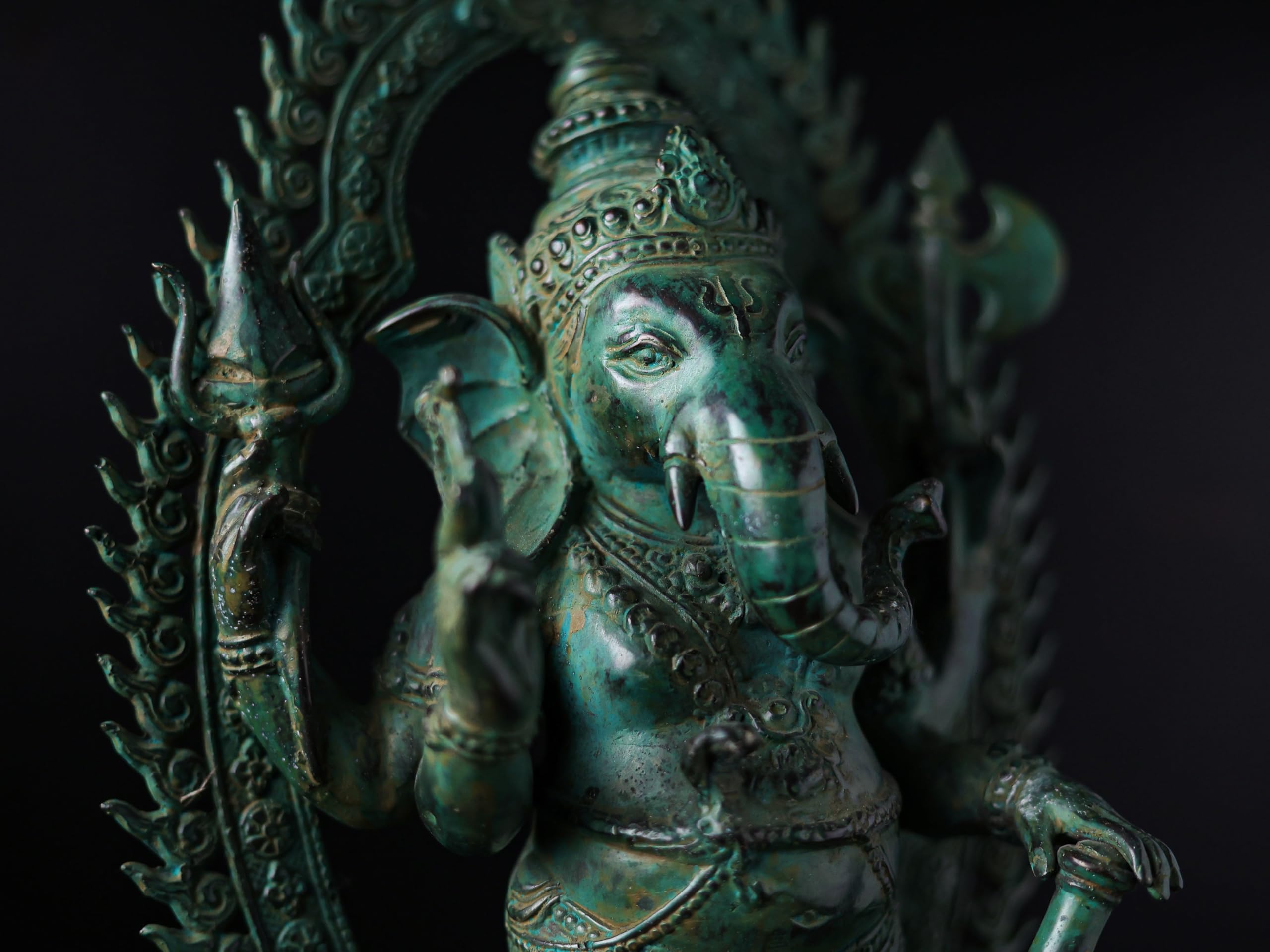 Mridaya Bronze Dancing Ganesha Statue, 45 Cm Ganesh Antique Statue Green Finish Ganesh Statue, Ganpati Idol, Good Luck Gift For